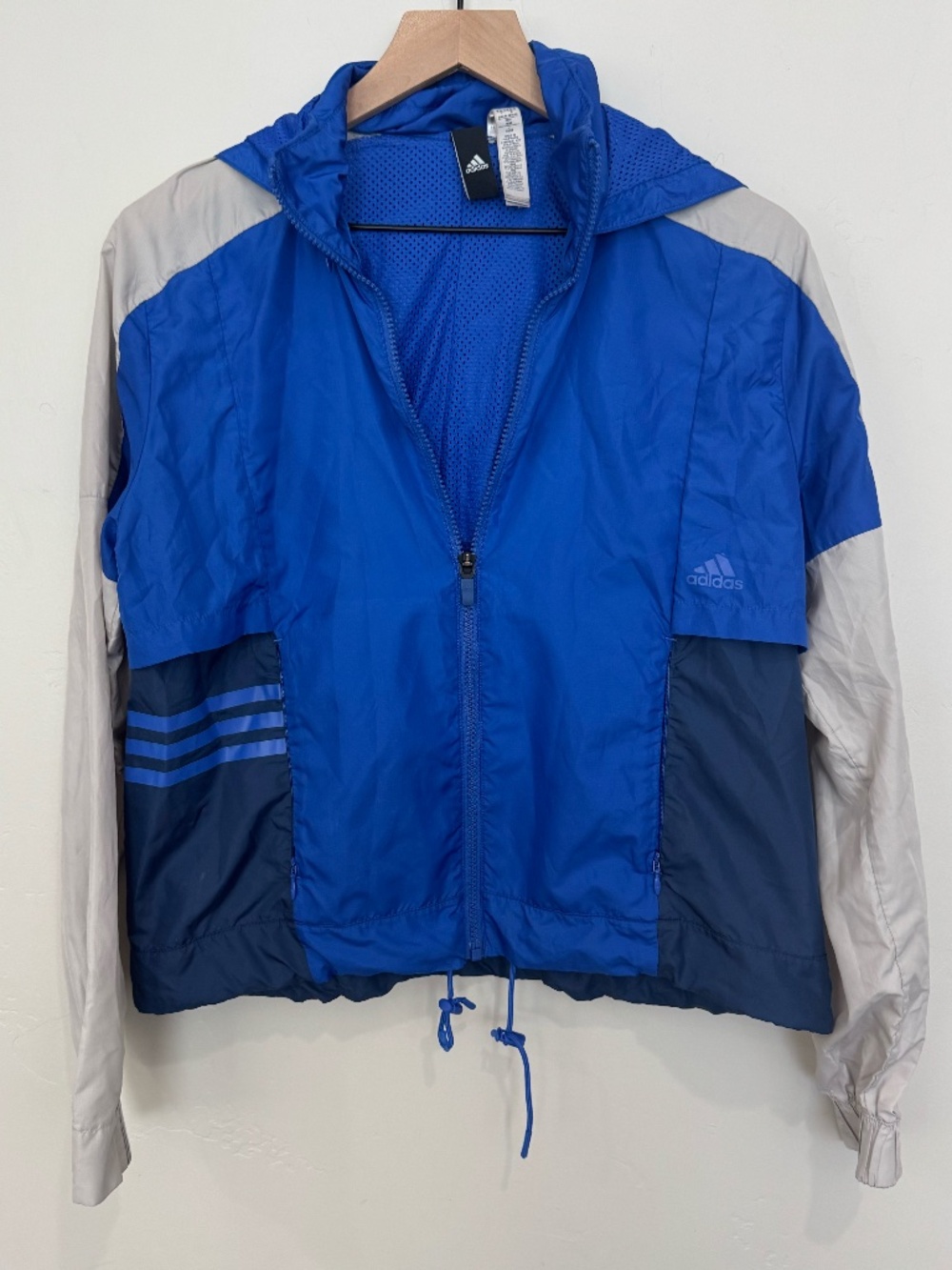 Adidas Woven Shell Windbreaker Jacket Size M Blue Windbreaker Athletic Sporty